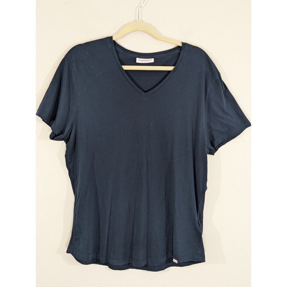 Orlebar Brown Navy Tailored Fit V- Neck T-Shirt Sz XL 100% Cotton Everyday
